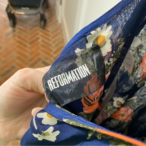 Reformation Miri Jumpsuit Floral Ruffle Wide Leg Crop Cut Out size‎ 4 viscose - Picture 6 of 9